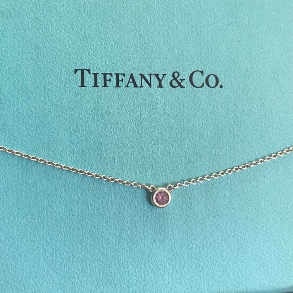 Tiffany & Co. Pink Sapphire Necklace✨Original box, pouch, gift bag & rib…